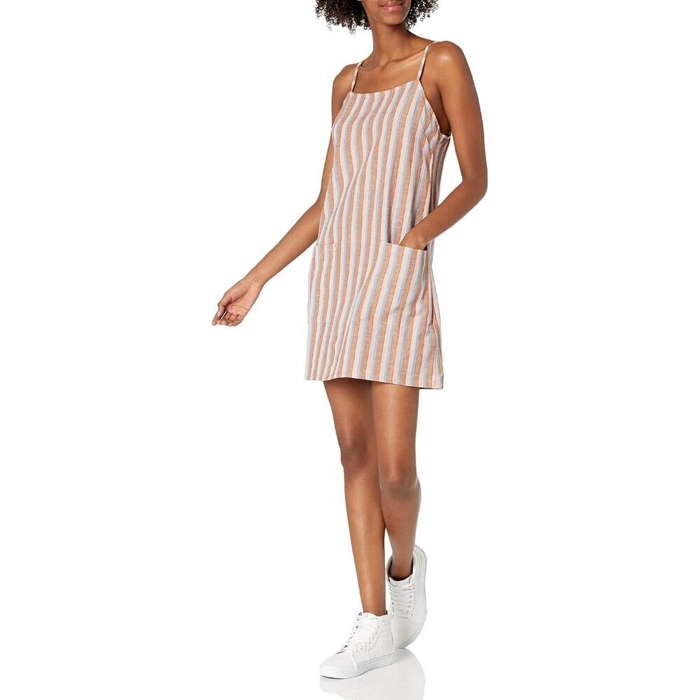 Womens Mini Sundress Woven Cotton Linen Viscose S Moy Slip Pockets Sleeveless